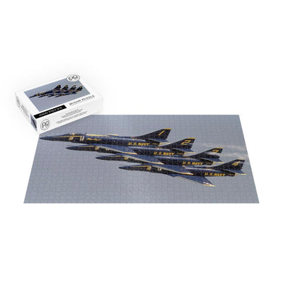 U.S. Navy Blue Angels A-4F Skyhawk Fighters In Echelon Formation Jigsaw Puzzle