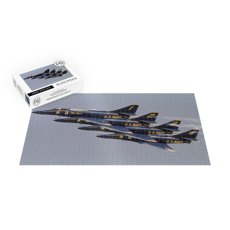 U.S. Navy Blue Angels A-4F Skyhawk Fighters In Echelon Formation Jigsaw Puzzle
