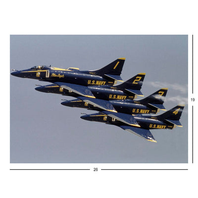 U.S. Navy Blue Angels A-4F Skyhawk Fighters In Echelon Formation Jigsaw Puzzle