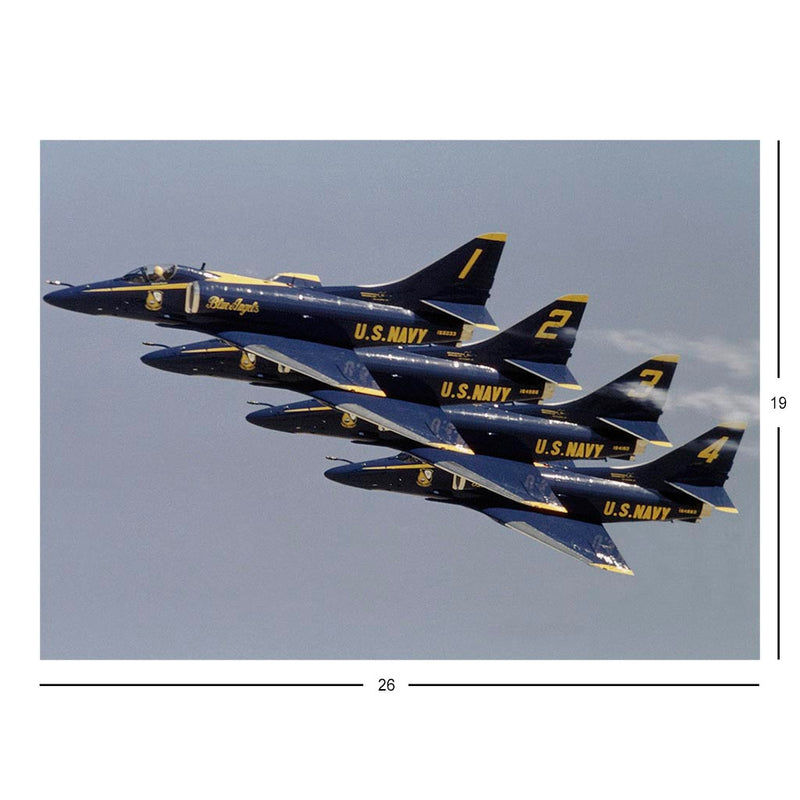 U.S. Navy Blue Angels A-4F Skyhawk Fighters In Echelon Formation Jigsaw Puzzle