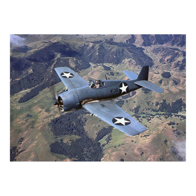 A U.S. Navy F6F-3 Hellcat of Fighter Squadron 1 (VF-1) In Flight Over California Jigsaw Puzzle