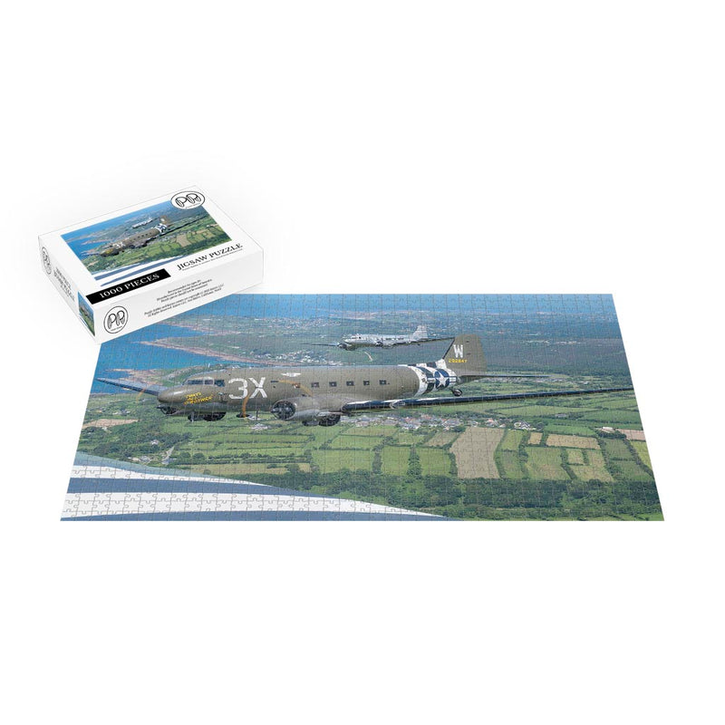Three C-47 Skytrain Fly In Formation During D-Day Anniversary Celebration Jigsaw Puzzle