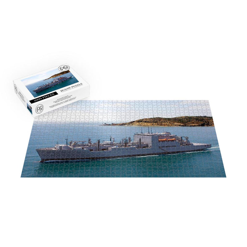 Dry Cargo/Ammunition Ship USNS Charles Drew (T-AKE 10) Sails Past The Point Loma Lighthouse Jigsaw Puzzle