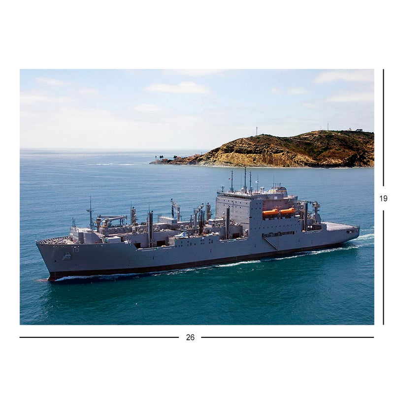 Dry Cargo/Ammunition Ship USNS Charles Drew (T-AKE 10) Sails Past The Point Loma Lighthouse Jigsaw Puzzle