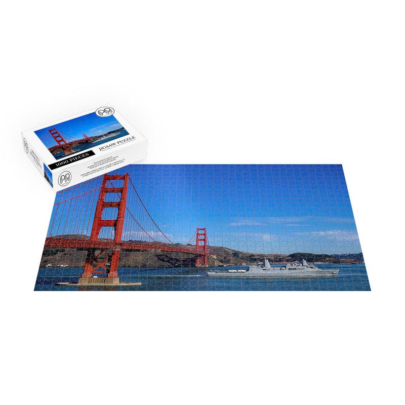 USS Somerset (LPD 25) Transits Underneath The Golden Gate Bridge Jigsaw Puzzle
