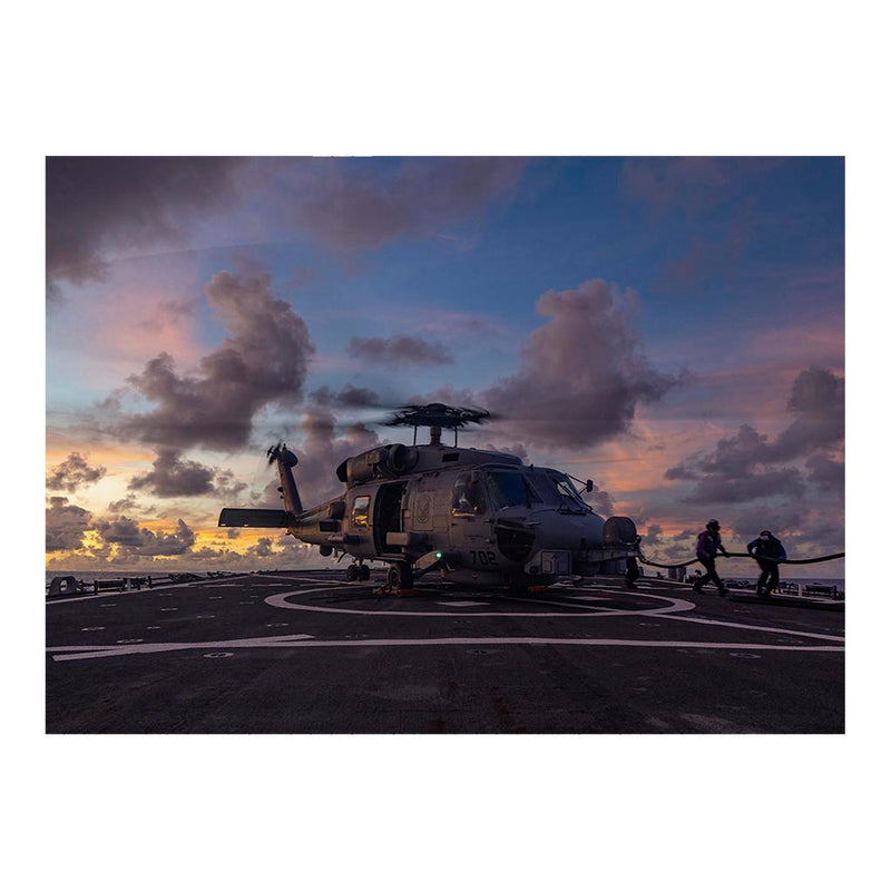 MH-60R Sea Hawk Helicopter Refuels On Destroyer USS Higgins Jigsaw Puzzle
