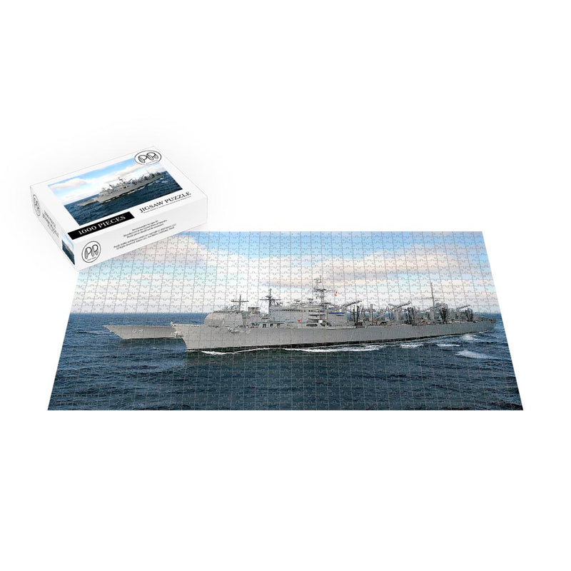 Fast Combat Support Ship USS Detroit (AOE 4) During An Underway Replenishment Jigsaw Puzzle