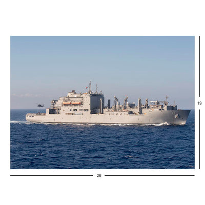 Dry Cargo/Ammunition Ship USNS Medgar Evers (T-AKE-13) During A Vertical Replenishment In The Mediterranean Sea Jigsaw Puzzle