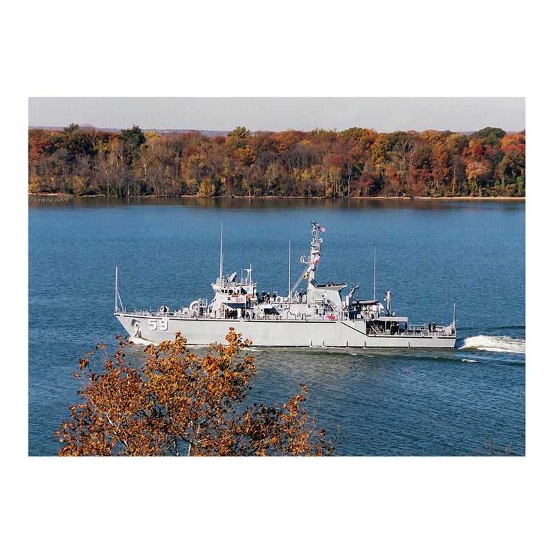 Coastal Minehunter USS Falcon (MHC 59) Underway On The Potomac River Jigsaw Puzzle