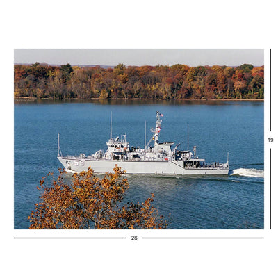 Coastal Minehunter USS Falcon (MHC 59) Underway On The Potomac River Jigsaw Puzzle