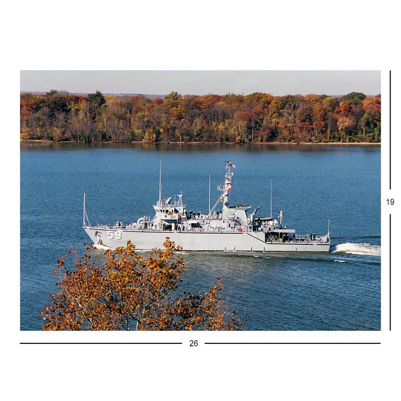 Coastal Minehunter USS Falcon (MHC 59) Underway On The Potomac River Jigsaw Puzzle