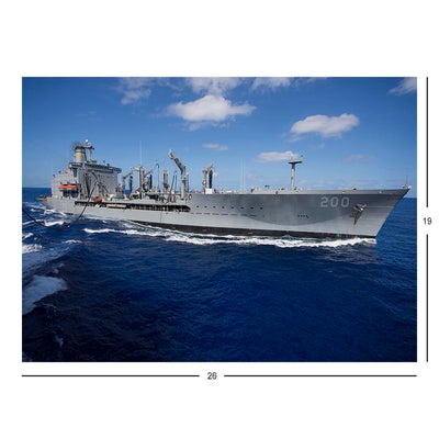 Fleet Replenishment Oiler USNS Guadalupe (T-AO 200) Replenishes Dock Landing Ship USS Comstock (LSD 45) Jigsaw Puzzle