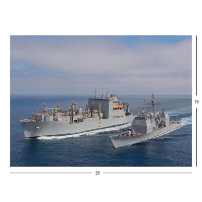 Guided-missile Cruiser USS Chosin (CG 65) Steams Alongside Cargo Ship USNS Washington Chambers (T-AKE 11) Jigsaw Puzzle