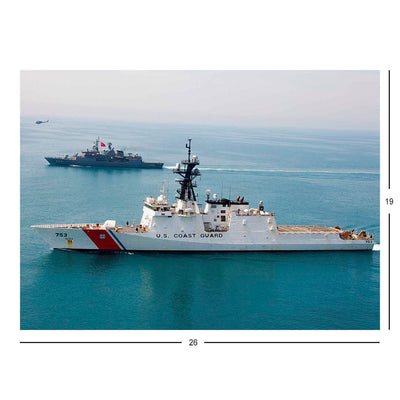 Coast Guard Cutter USCGC Hamilton (WMSL 753) With Turkish Navy TCG Turgutries (F-241) In The Black Sea Jigsaw Puzzle