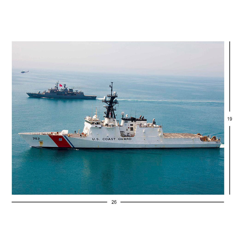 Coast Guard Cutter USCGC Hamilton (WMSL 753) With Turkish Navy TCG Turgutries (F-241) In The Black Sea Jigsaw Puzzle