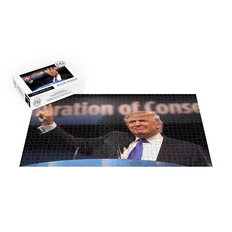 President Donald Trump Gives The Peace Sign At CPAC Jigsaw Puzzle