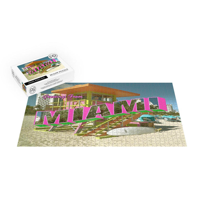 Greetings From Miami Postcard Jigsaw Puzzle