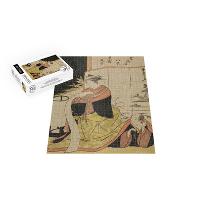 The Courtesan Yugiri and Her Lover Fujiya Izaemon Wood Block Jigsaw Puzzle