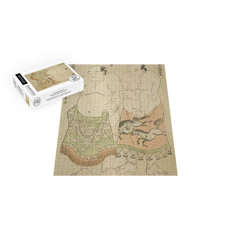 Sumo Wrestlers of the Eastern Group Wood Block Jigsaw Puzzle