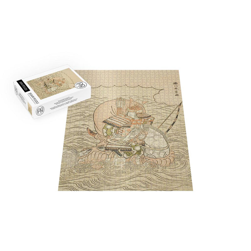 Taira No Atsumori Riding A Horse Into The Sea Wood Block Jigsaw Puzzle