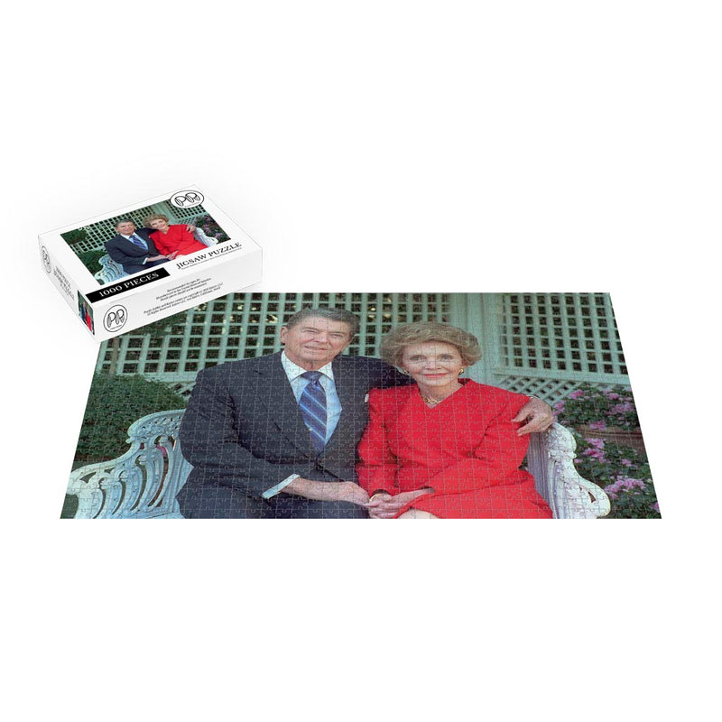 President Ronald Reagan and Nancy Reagan pose on the White House grounds Jigsaw Puzzle