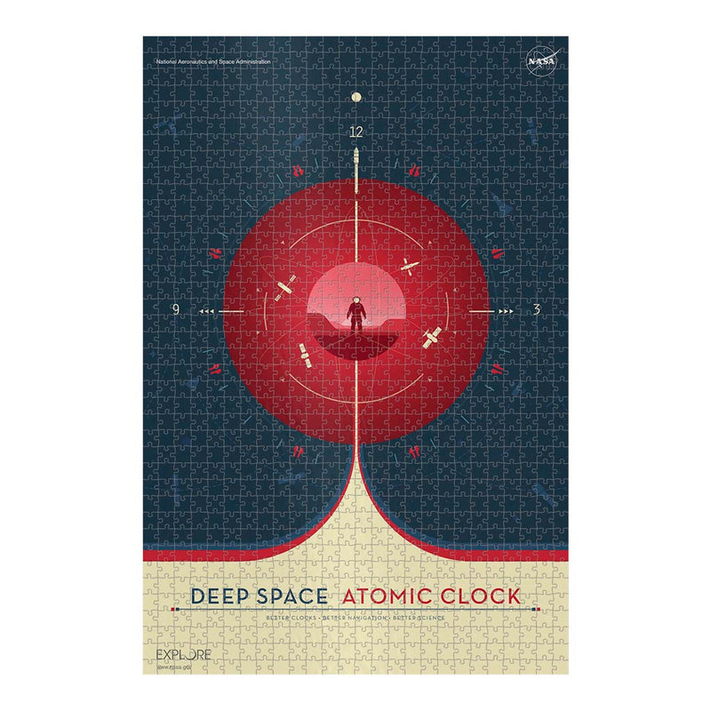 Retro NASA Jigsaw Puzzle: Deep Space Atomic Clock Red