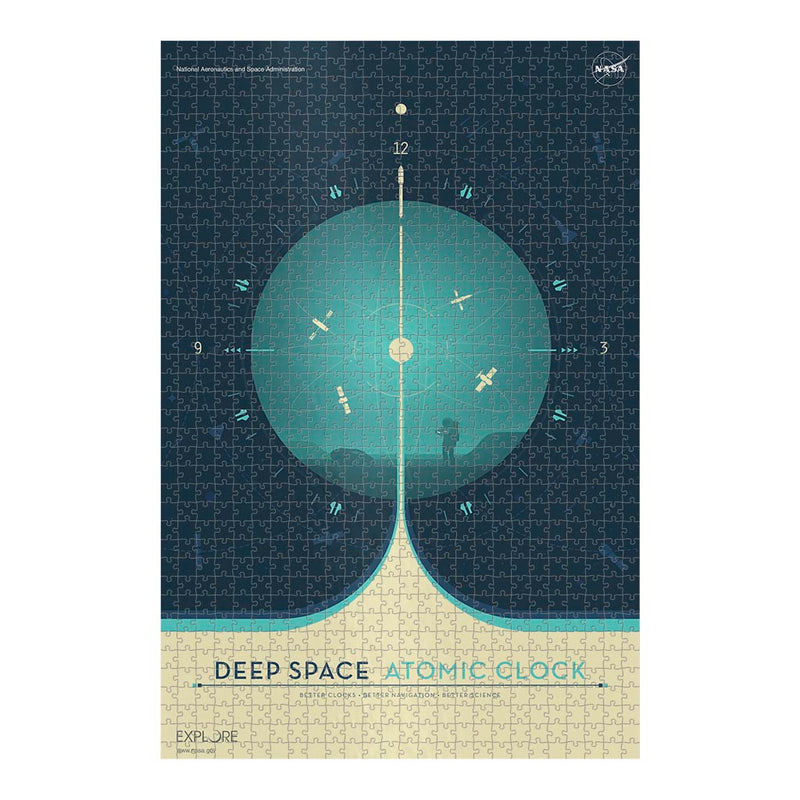 Retro NASA Jigsaw Puzzle: Deep Space Atomic Clock Blue