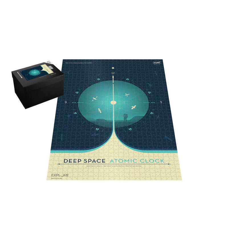 Retro NASA Jigsaw Puzzle: Deep Space Atomic Clock Blue