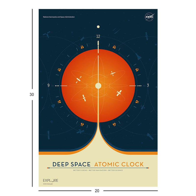 Retro NASA Jigsaw Puzzle: Deep Space Atomic Clock Orange