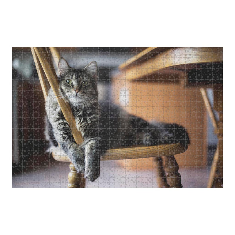 Tabby Cat in the Kitchen Jigsaw Puzzle