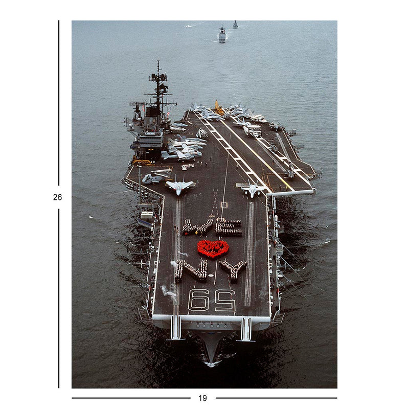 Aircraft carrier USS Forrestal (CV-59) Crew Form WE LOVE N.Y. During Fleet Week Celebrations Jigsaw Puzzle