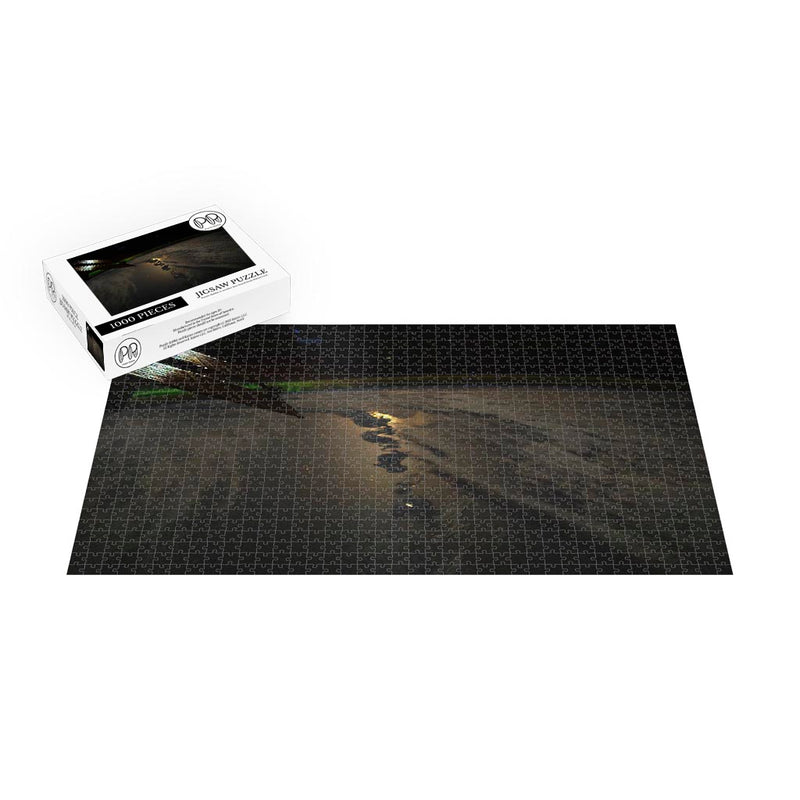 ISS Photograph of Aurora Borealis and Moonglint Shining Over the Aleutian Islands, AK Jigsaw Puzzle