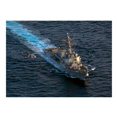 An MH-60S Sea Hawk Flies Over Guided-missile Destroyer USS Sterett (DDG 104) during Annual Exercise 2023 Jigsaw Puzzle