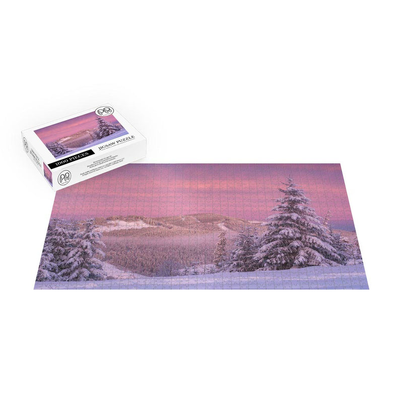 Winter morning in the Gorgany Mountain Range, Ukraine Jigsaw Puzzle