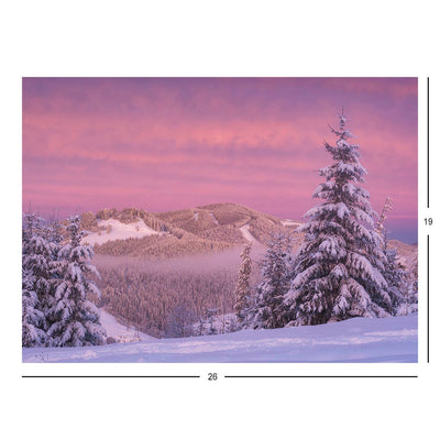 Winter morning in the Gorgany Mountain Range, Ukraine Jigsaw Puzzle