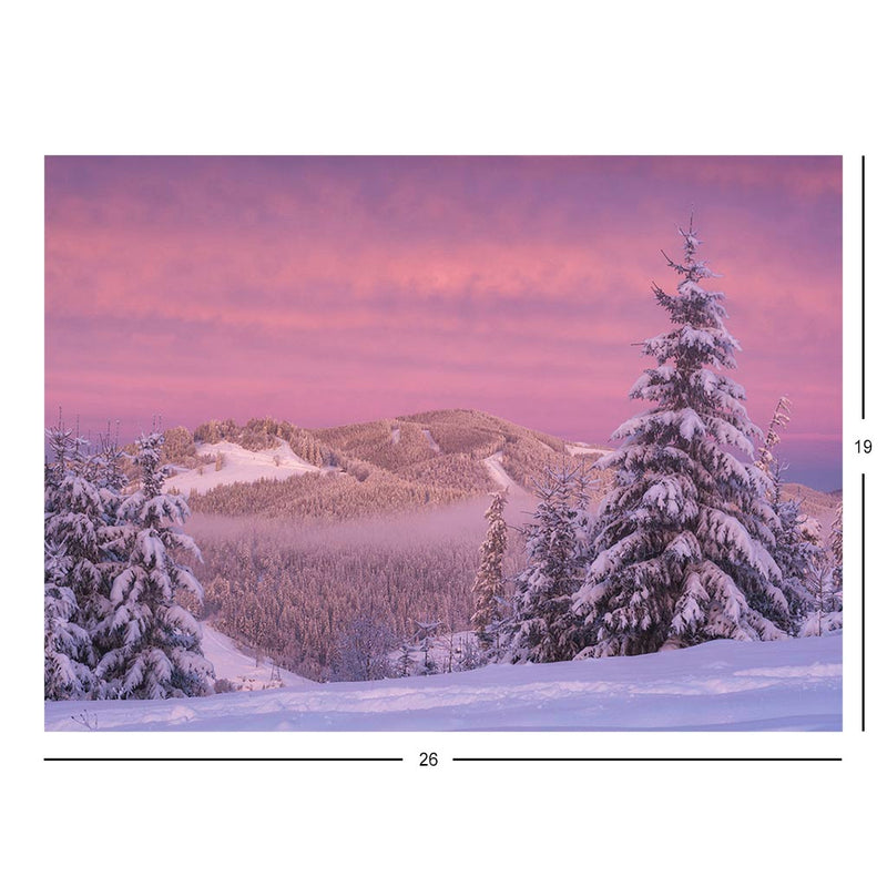 Winter morning in the Gorgany Mountain Range, Ukraine Jigsaw Puzzle