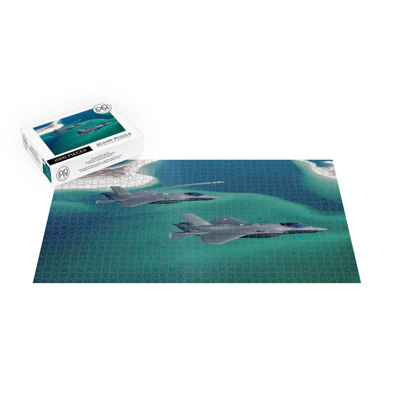F-35A Lightning IIs From Tyndall Air Force Base, FL Fly Over The Gulf of Mexico Jigsaw Puzzle