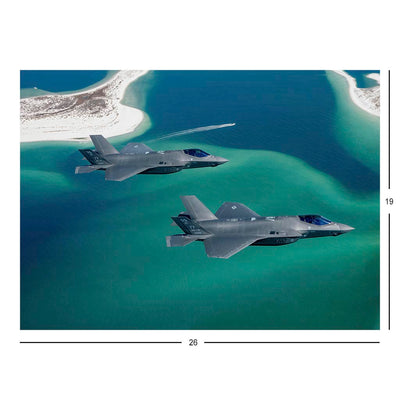 F-35A Lightning IIs From Tyndall Air Force Base, FL Fly Over The Gulf of Mexico Jigsaw Puzzle