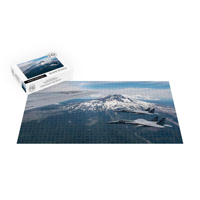 F-15C Eagles Fly Near A KC-135 Stratotanker Over Mount Hood, OR Jigsaw Puzzle