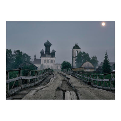 Old wooden bridge and Paraskeva Pyatnitsa Church in Leshino, Russia Jigsaw Puzzle