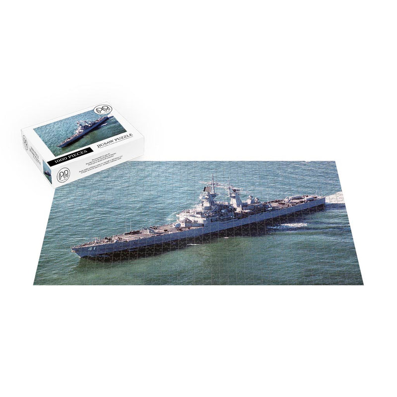 Nuclear-powered Guided Missile Cruiser USS Arkansas (CGN-41) underway in San Francisco Bay, CA, Jigsaw Puzzle