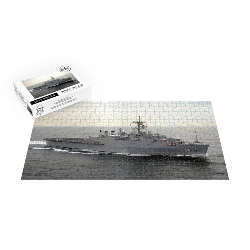 Amphibious Transport Dock Ship USS Trenton (LPD-14) Underway In The Atlantic Ocean Jigsaw Puzzle