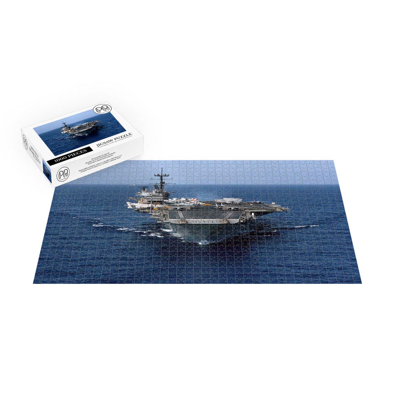 Elevated Bow View of Aircraft Carrier USS Saratoga (CV 60) Underway Jigsaw Puzzle