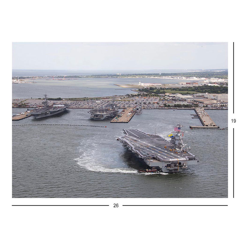 Aircraft Carrier USS Gerald R. Ford (CVN 78) Departs Naval Station Norfolk Jigsaw Puzzle