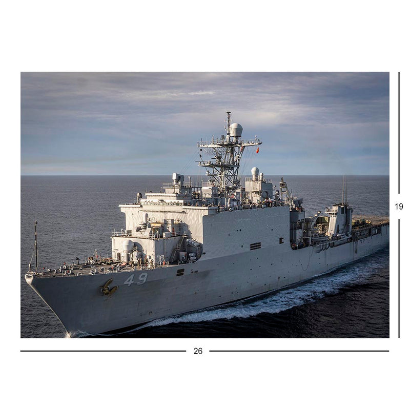 Amphibious Landing Dock Ship USS Harpers Ferry (LSD 49) At Sea Jigsaw Puzzle