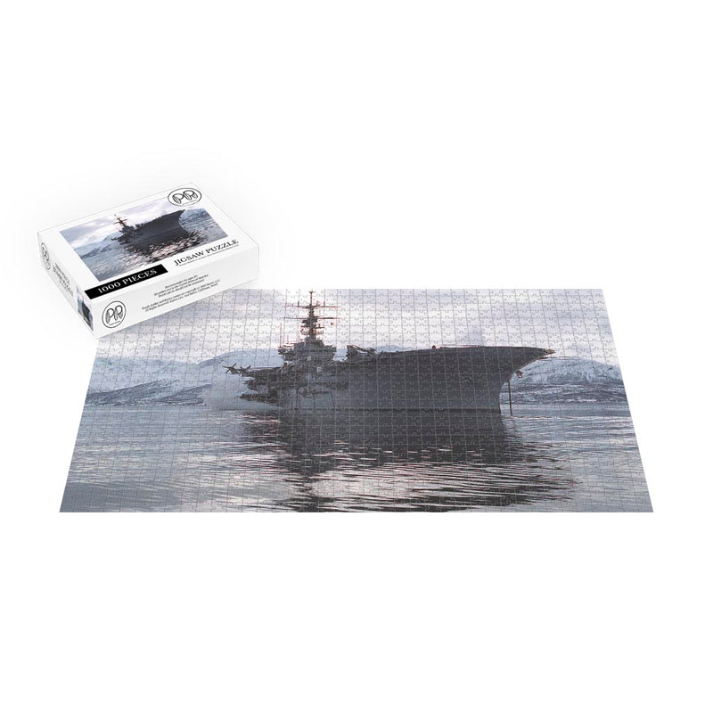 Amphibious Assault Ship USS Guadalcanal (LPH 7) At Anchor In Trondheim Fjord, Norway Jigsaw Puzzle