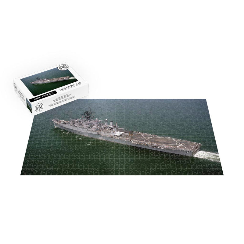 Aerial View of Auxiliary Command Ship USS Coronado (AGF 11) Off The Virginia Coast Jigsaw Puzzle