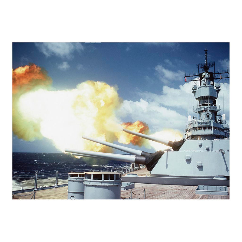 The No. 2 and No. 3 Turrets of the Battleship USS Iowa (BB 61) Are Fired During A Gunnery Exercise Jigsaw Puzzle