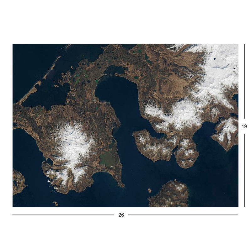 Landsat 9 Image of Frosty Stratavolcano, Aleutian Islands, Alaska Jigsaw Puzzle