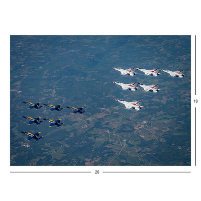 Thunderbirds and Blue Angels Fly Over New York City During America Strong Show Jigsaw Puzzle